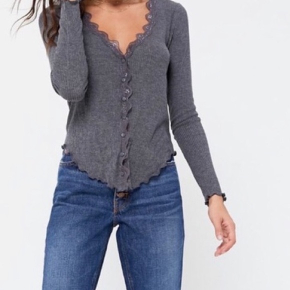 Urban Outfitters UO Imogen Lacy Button Down Shirt